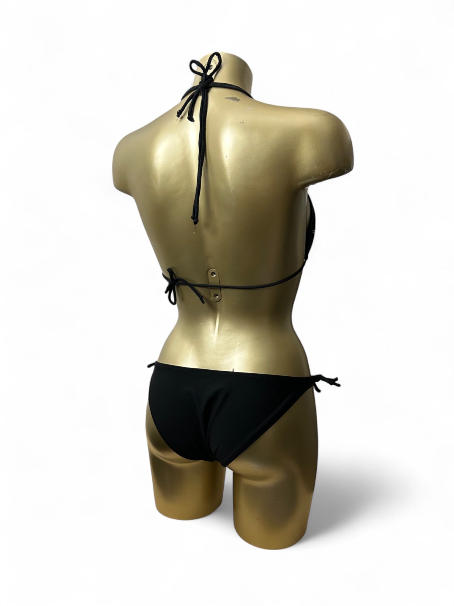 Black pearls embroidered low rise bikini set (M)