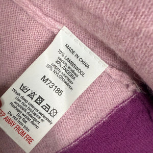 Pink lambswool cardigan embroidered jumper (M)