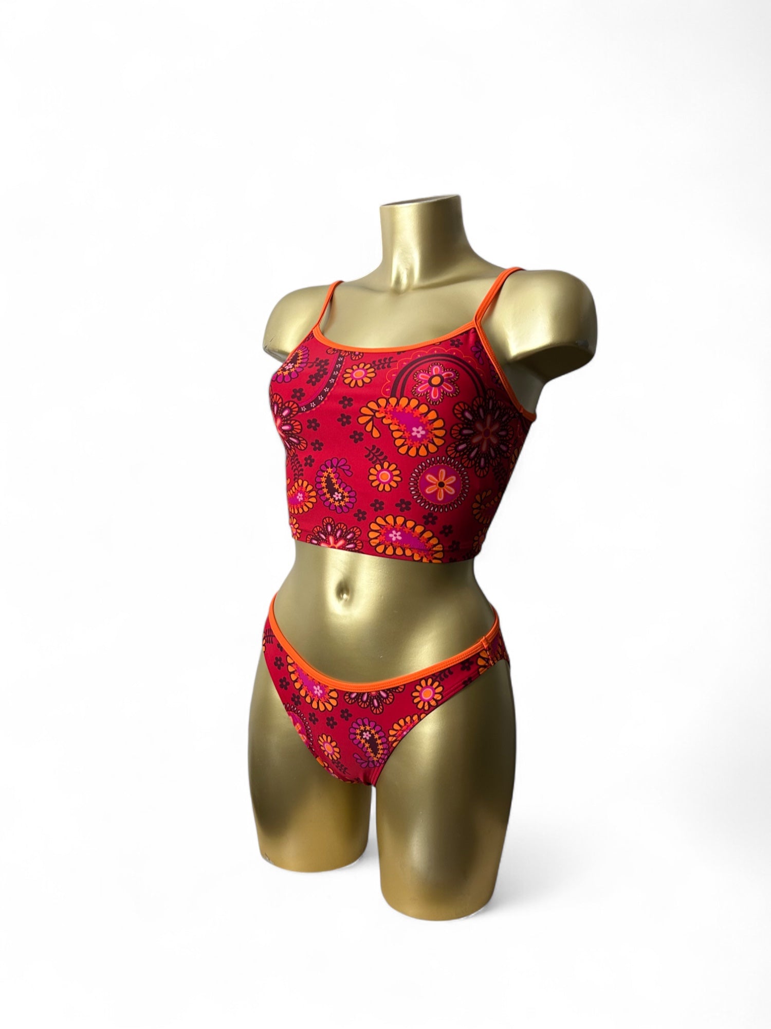 Red floral cami top bikini set (XS/S)