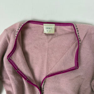 Pink lambswool cardigan embroidered jumper (M)