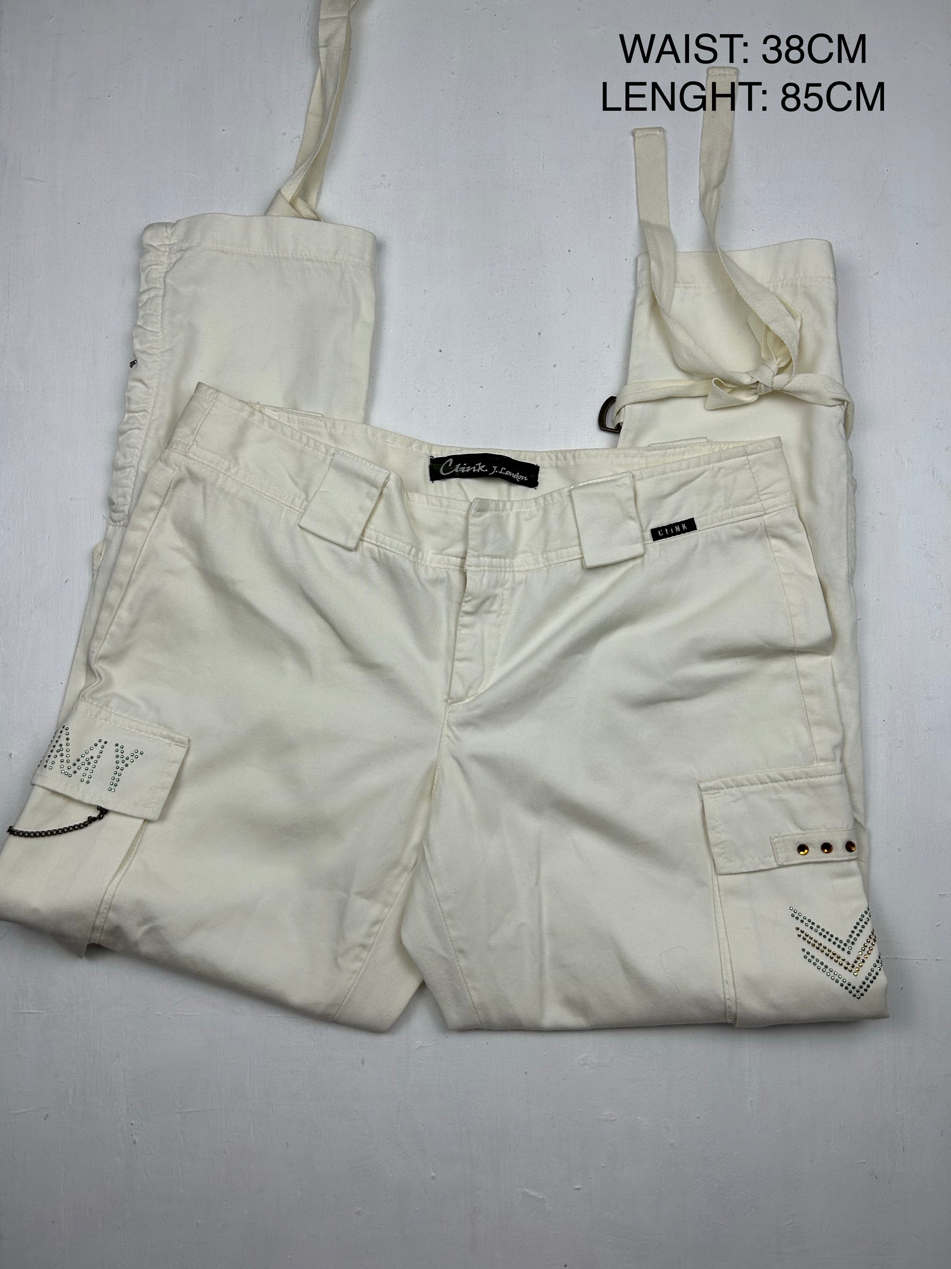 Cream low waist capri pants (M)