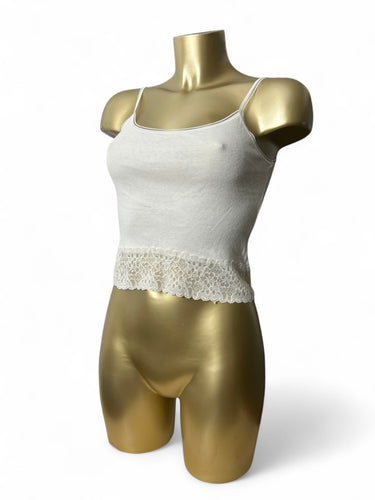 White stretchy lace cami top (S)