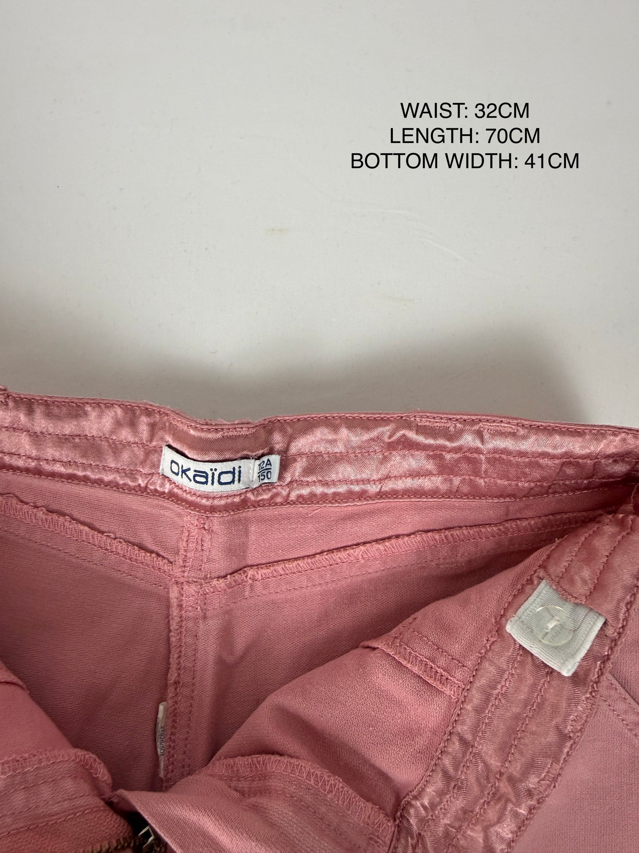 Pink low rise baggy capri pants (XS)