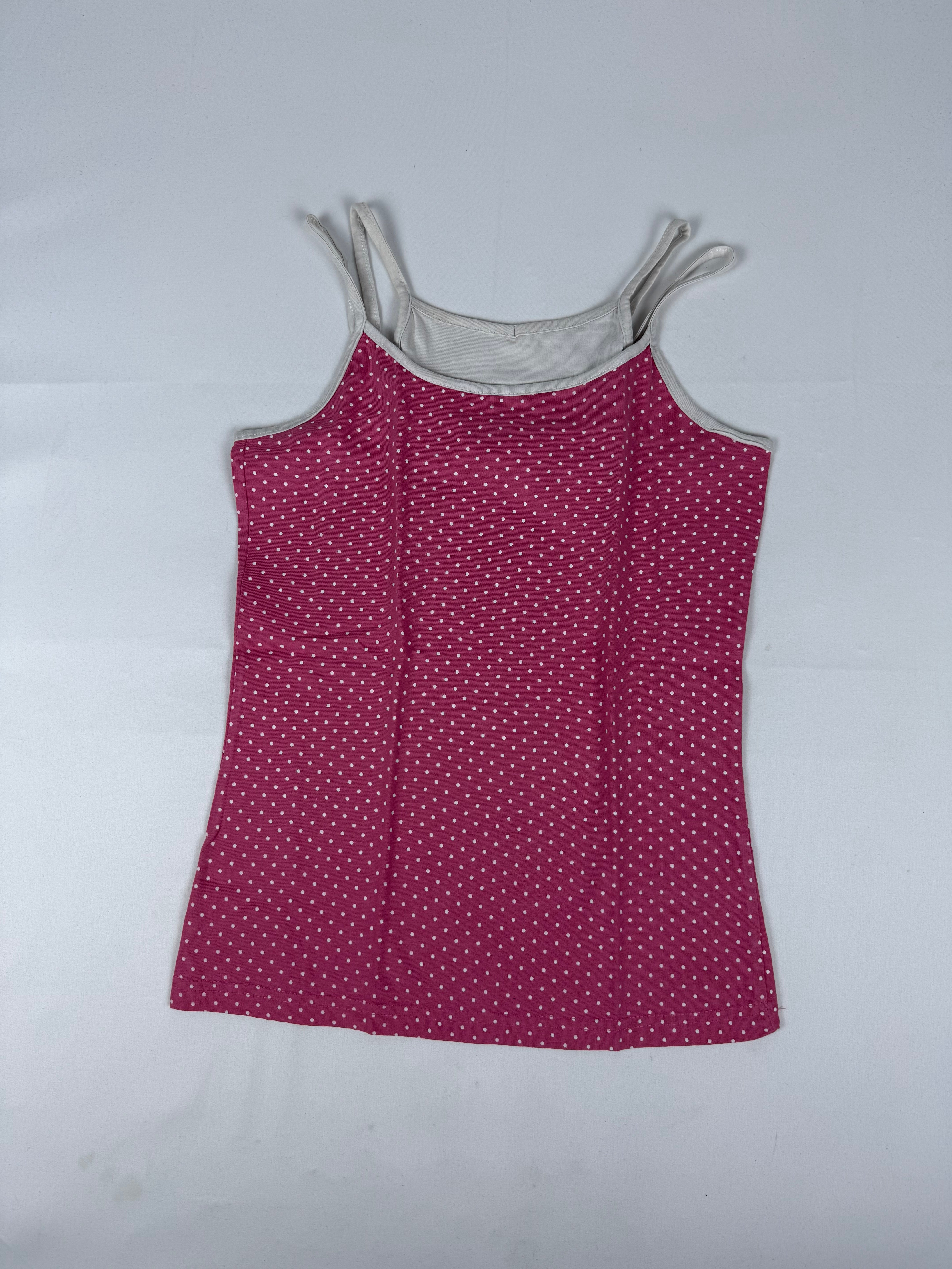 Pink polka dots 2 in 1 cami top (S/M)
