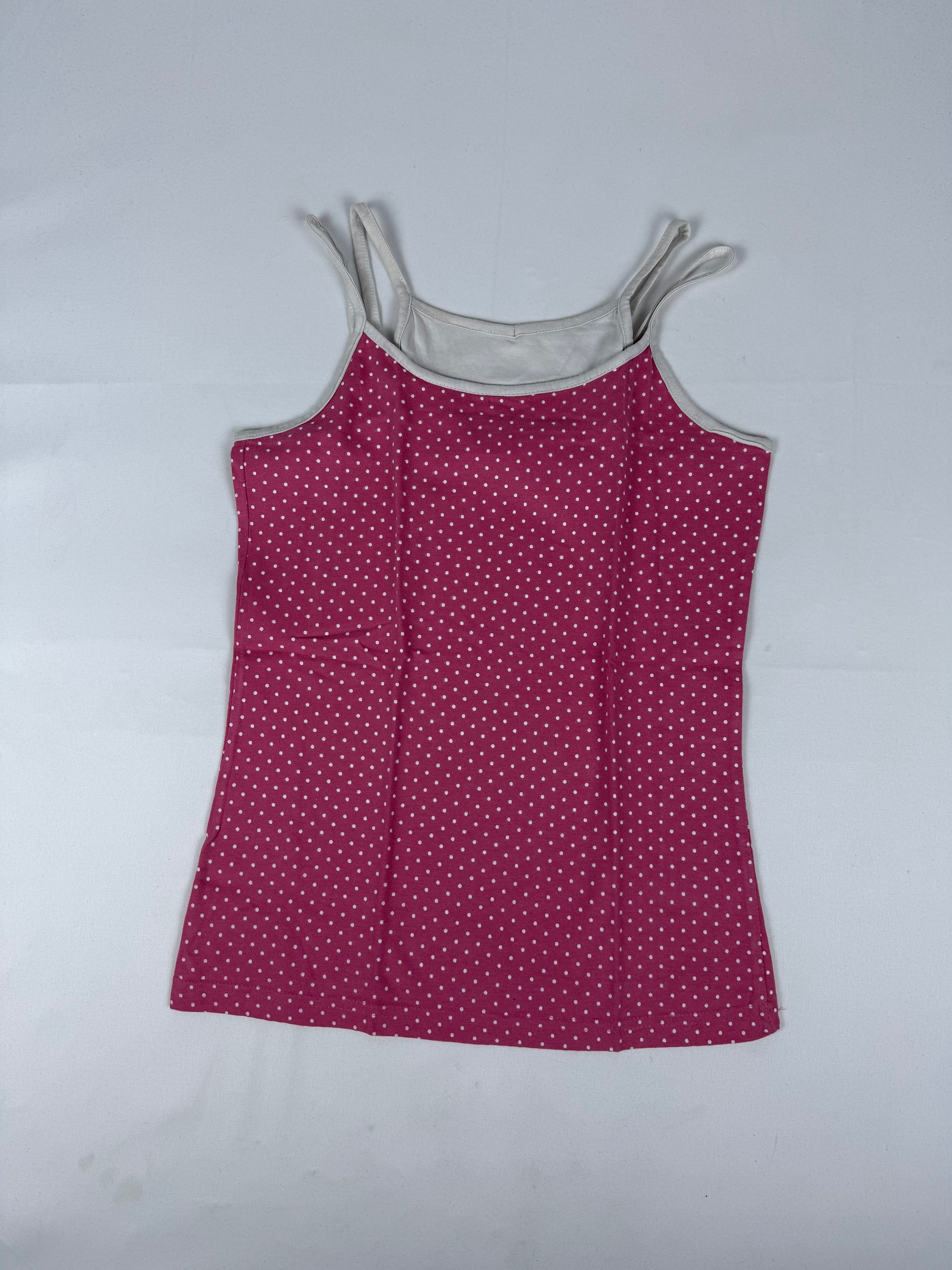 Pink polka dots 2 in 1 cami top (S/M)