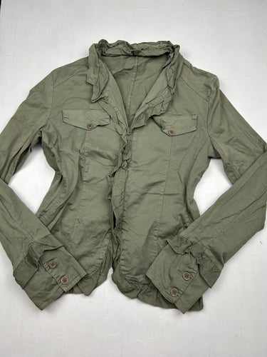 Khaki zip up blazer office jacket (S)