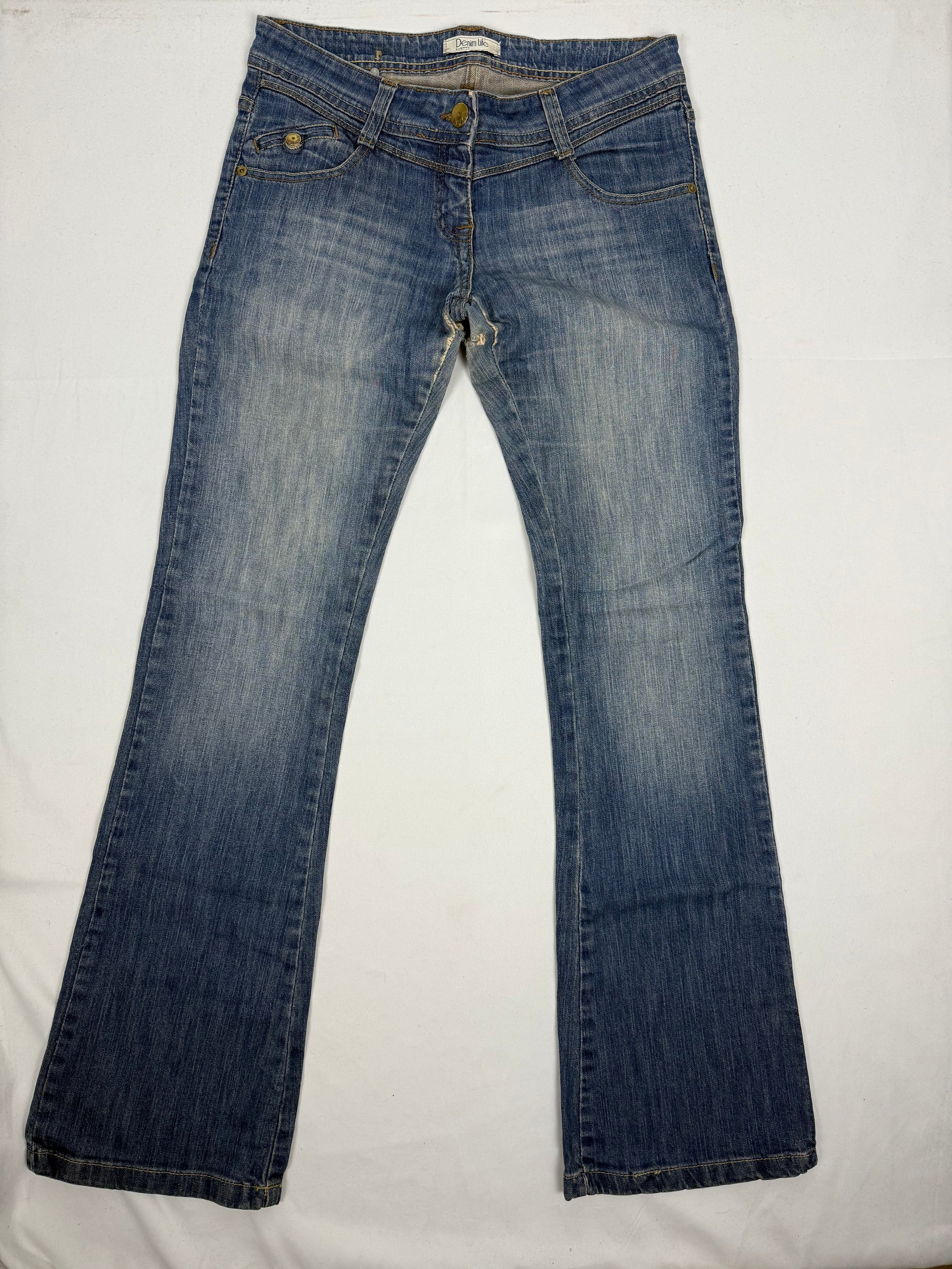 Blue low rise bootcut flare denim pants (M)