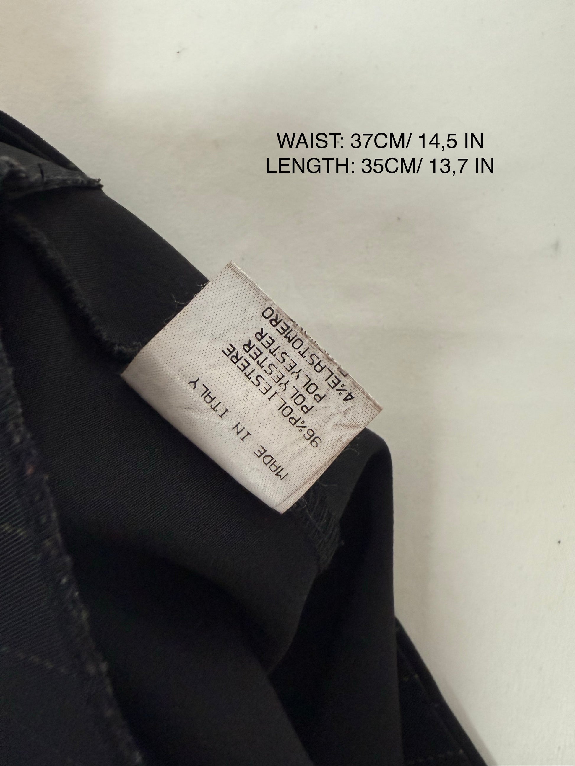 Black office siren striped low rise mini skirt (S/M)