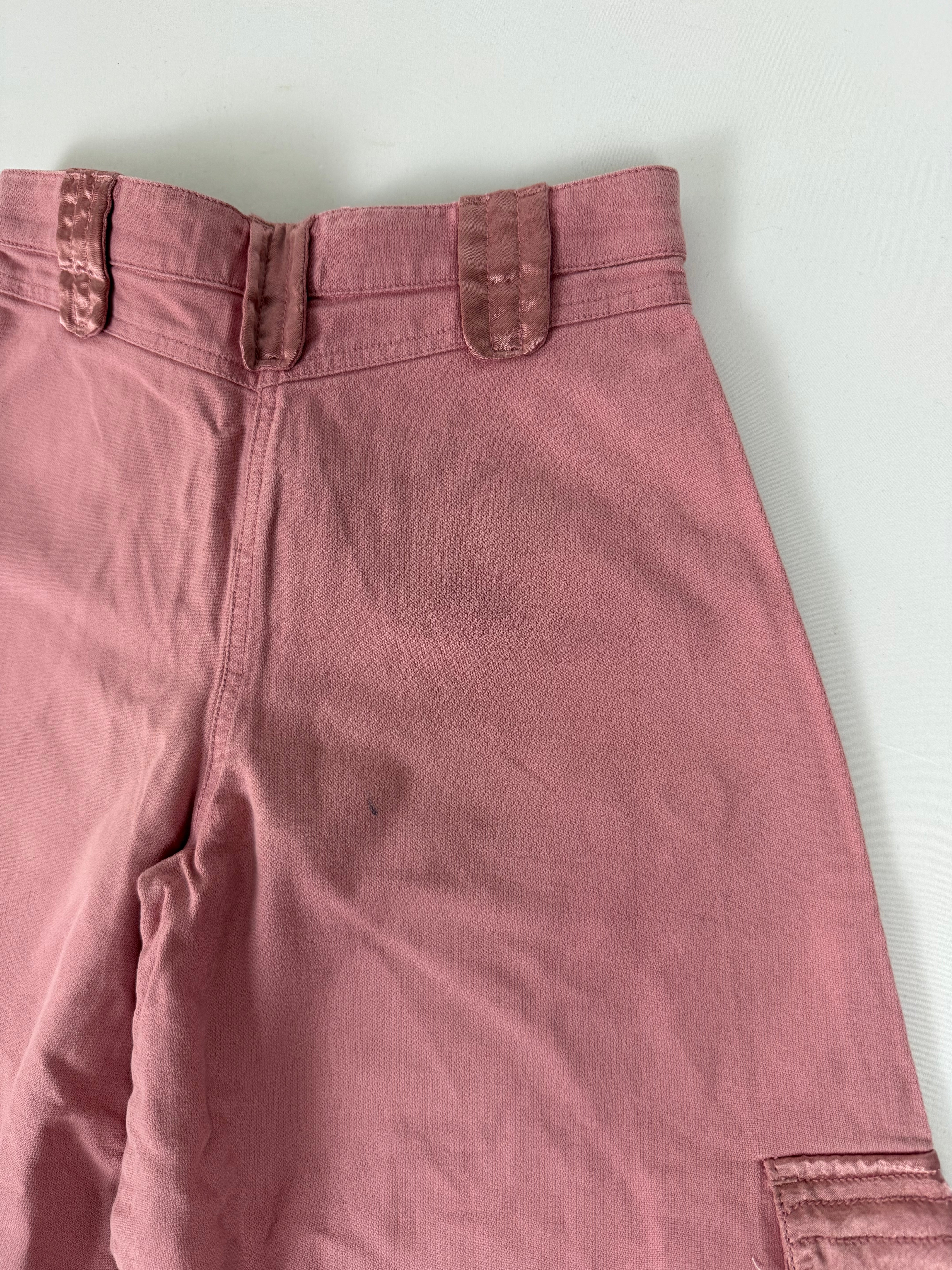 Pink low rise baggy capri pants (XS)