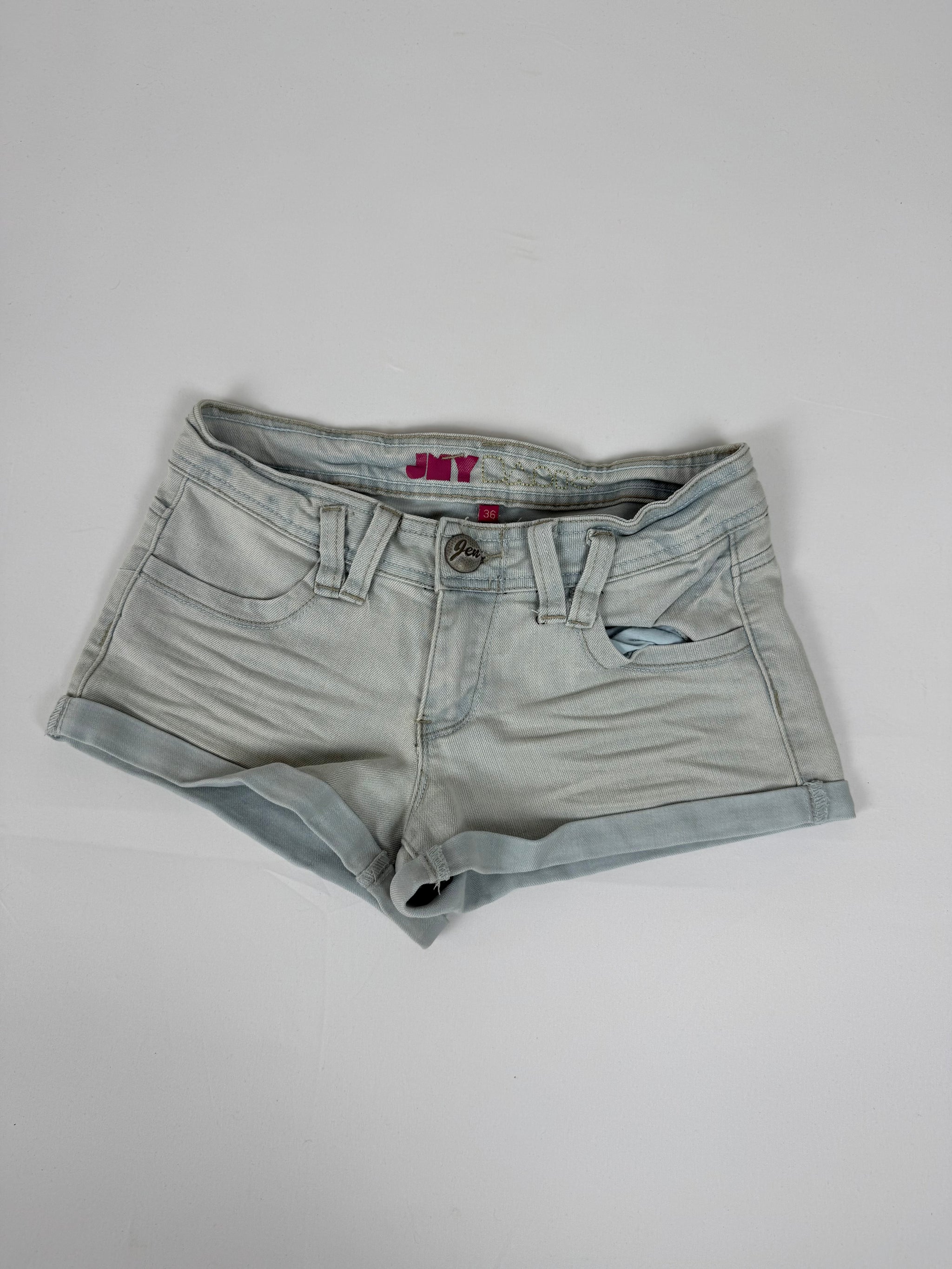 Baby blue low rise denim mini short (S)