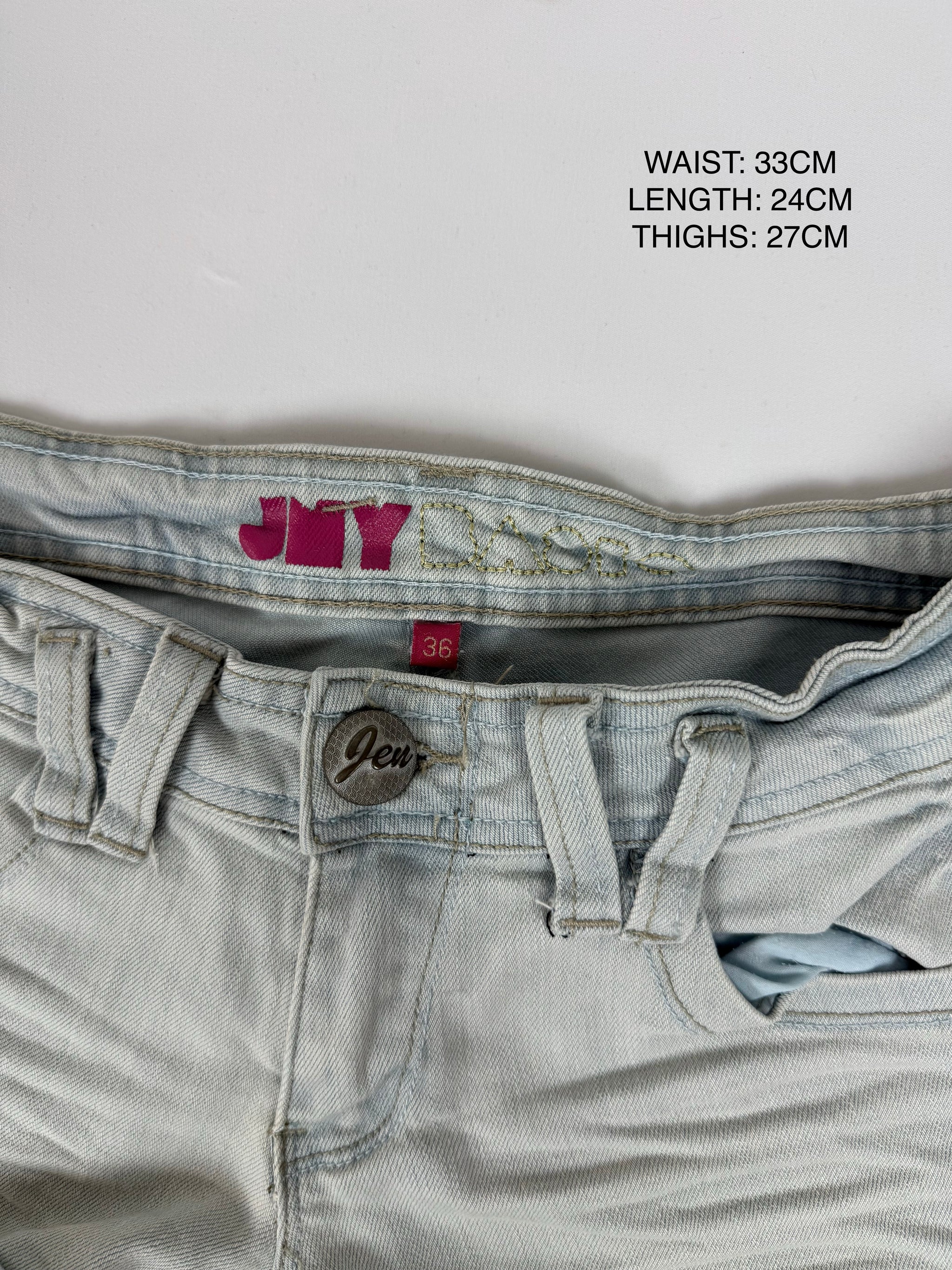 Baby blue low rise denim mini short (S)