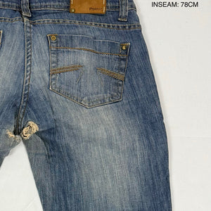 Blue low rise bootcut flare denim pants (M)