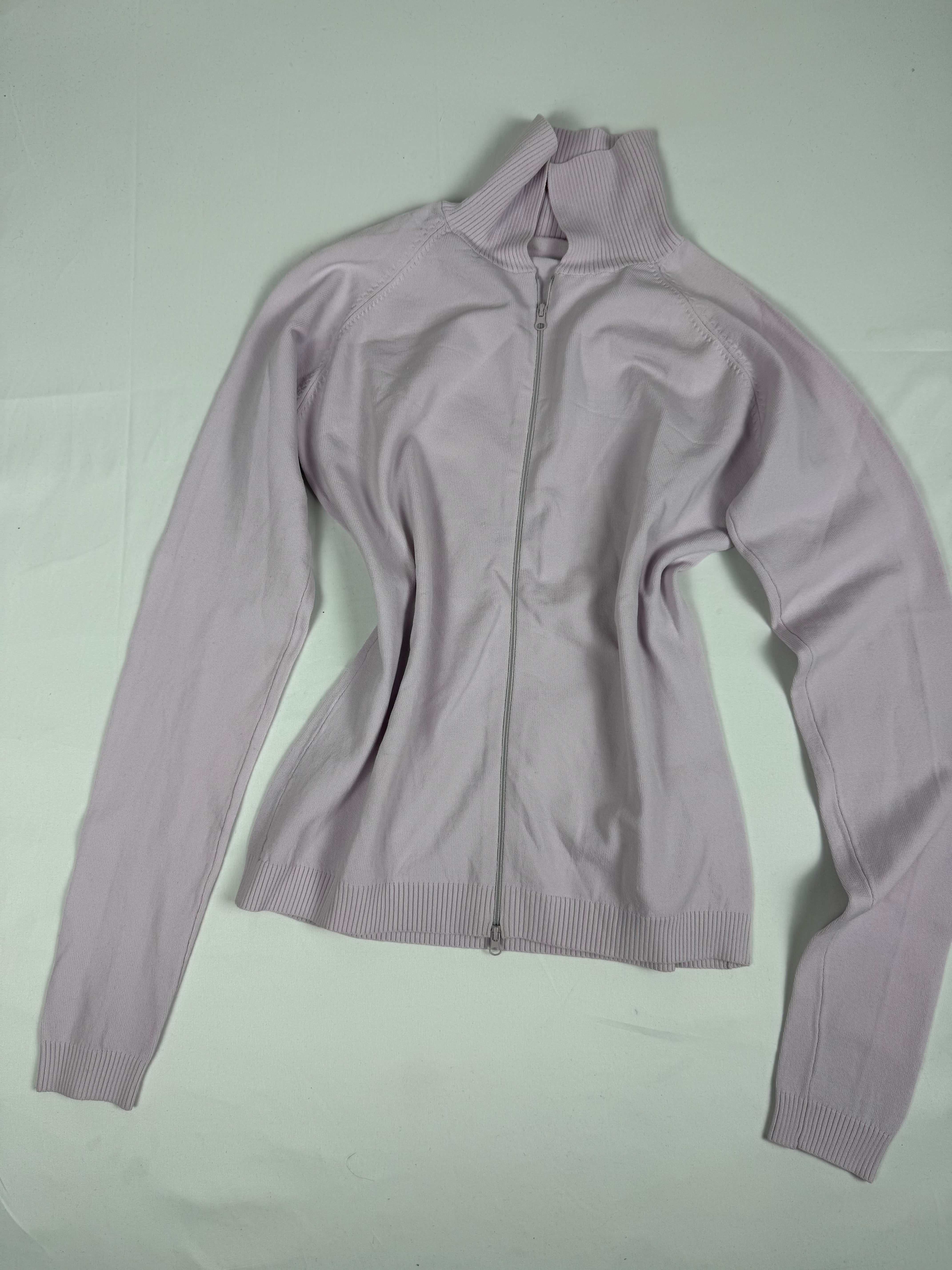 Pink polo neck tight fit zip up jumper (S/M)