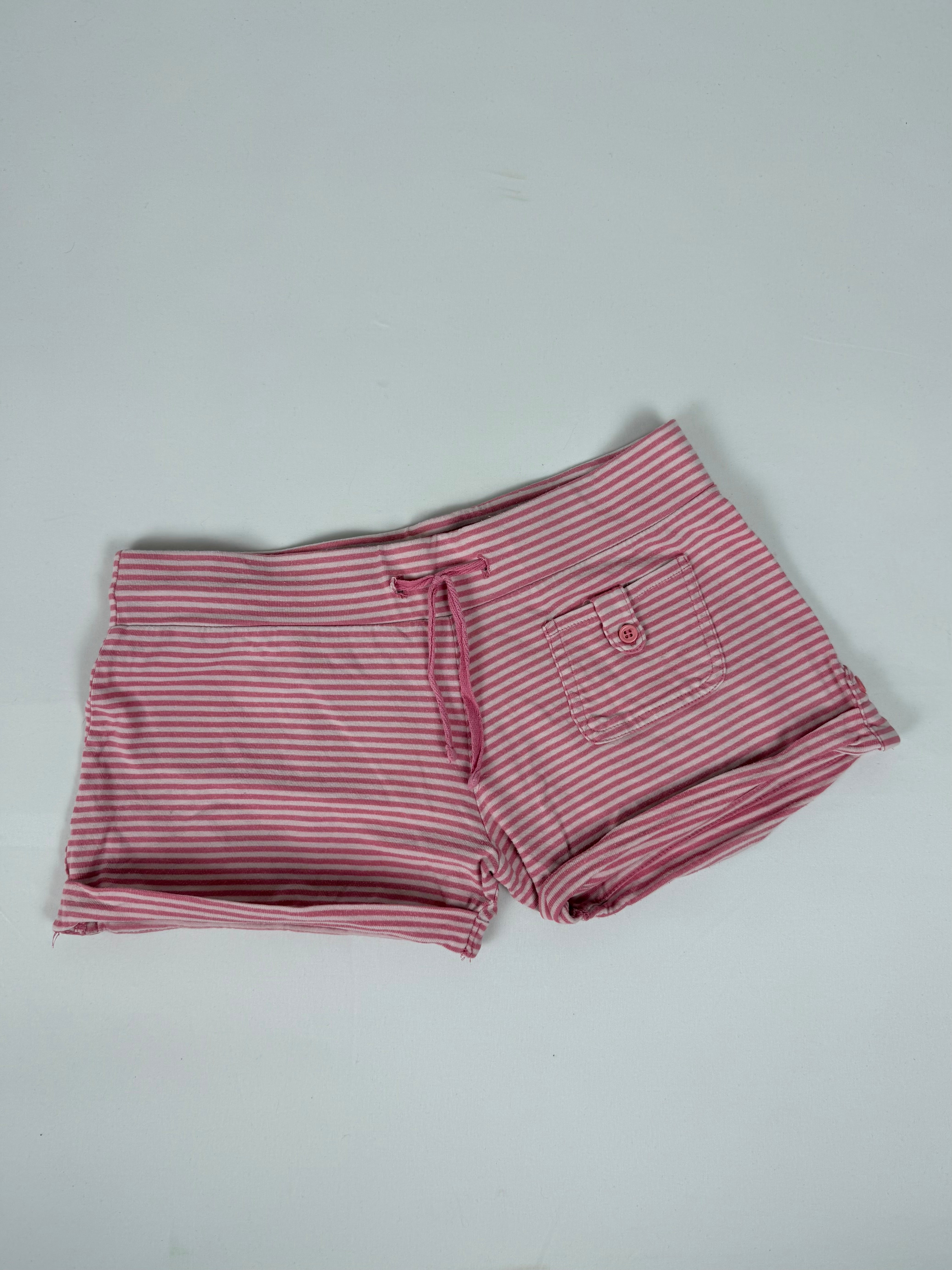 Pink striped cotton low rise mini short (XS)