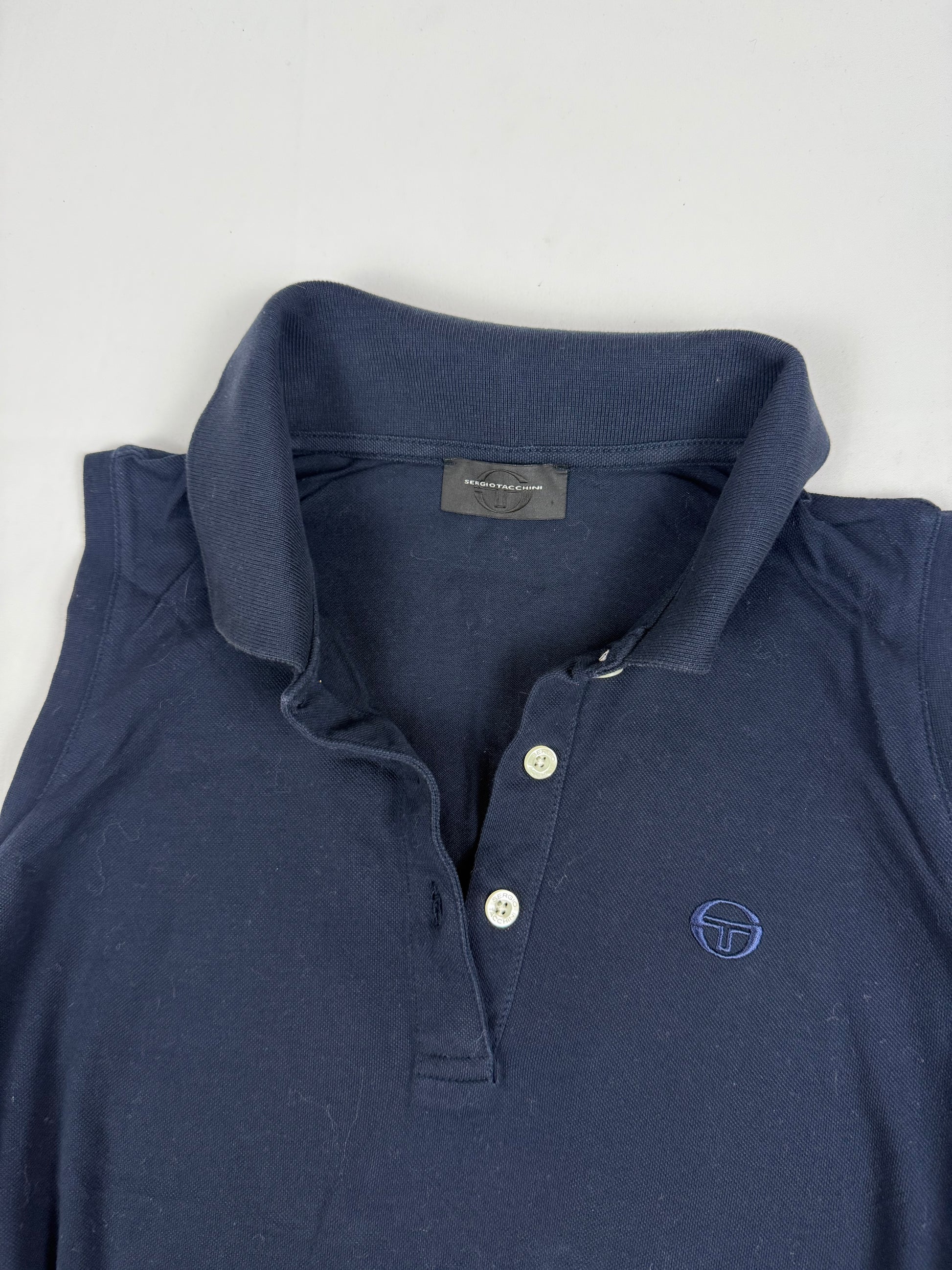 Navy cotton polo neck tank top (M/L)