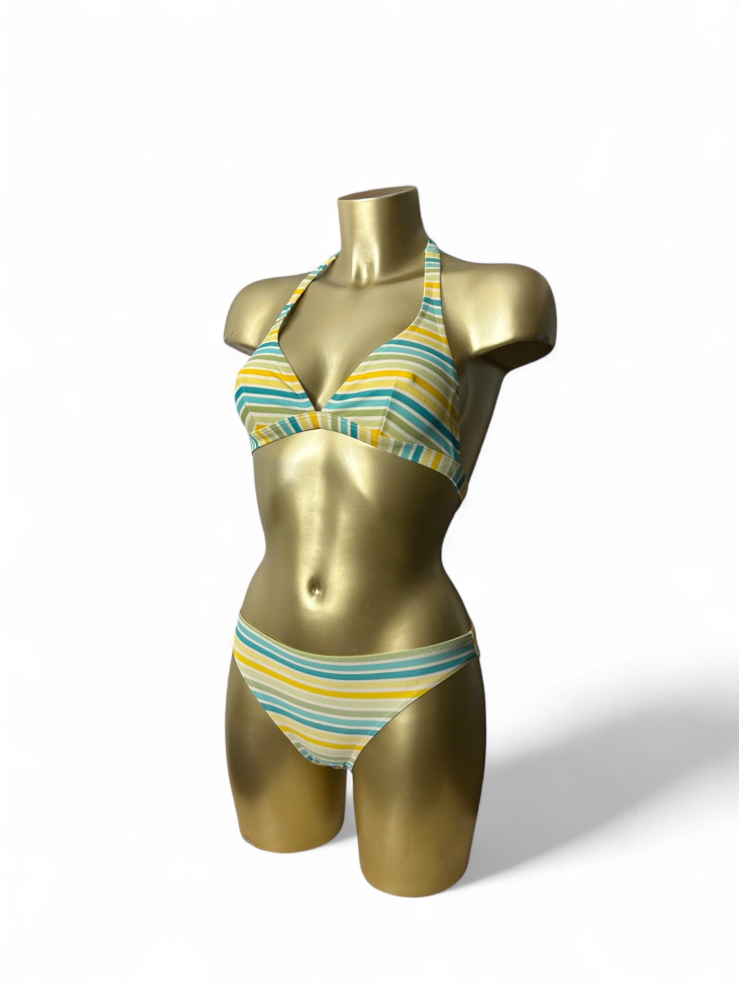 Striped yellow low rise bikini set (S)