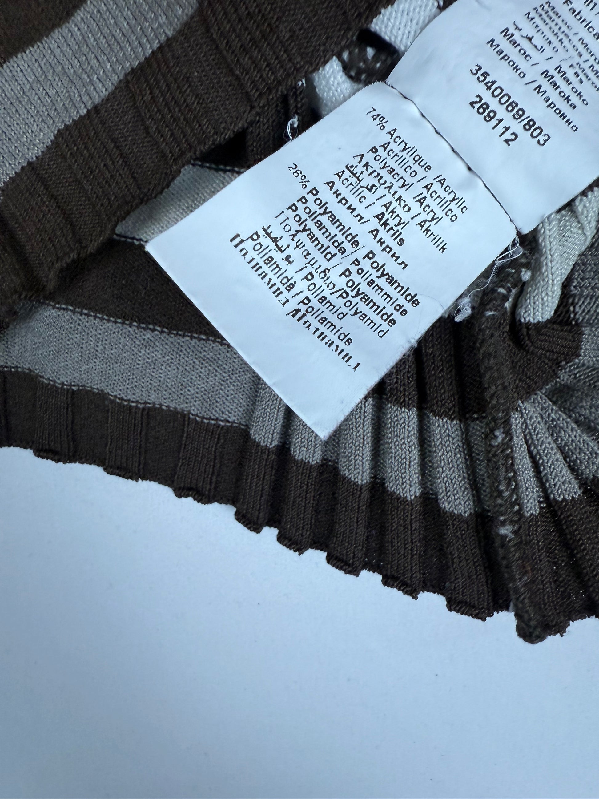 Brown striped turtleneck tight fit jumper (M)