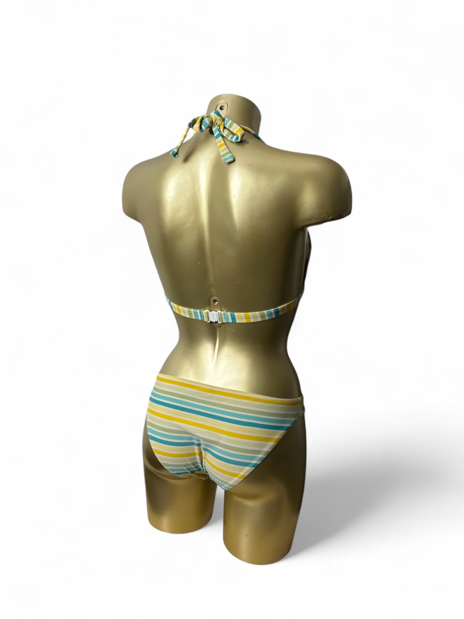 Striped yellow low rise bikini set (S)