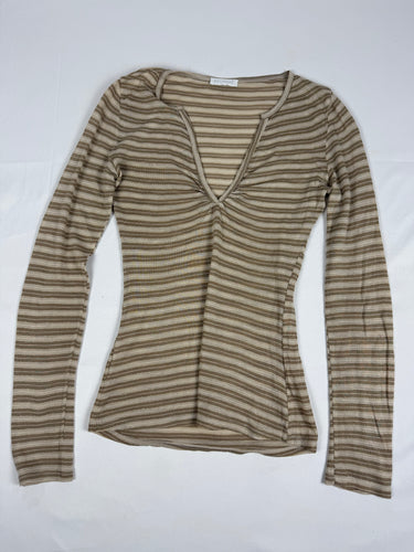 Beige striped long sleeves top (S/M)