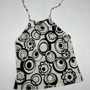 White graphic 100% cotton halter top (S/M)