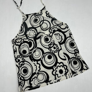 White graphic 100% cotton halter top (S/M)