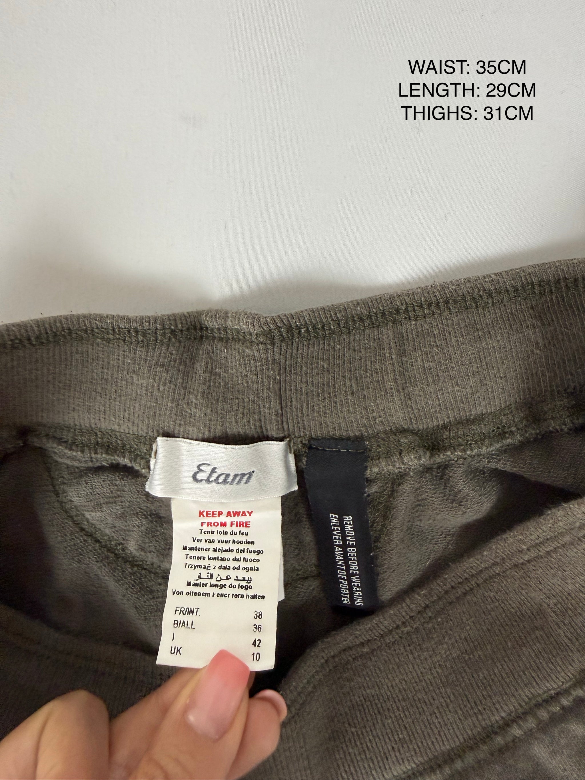 Khaki cotton low rise mini short (M)