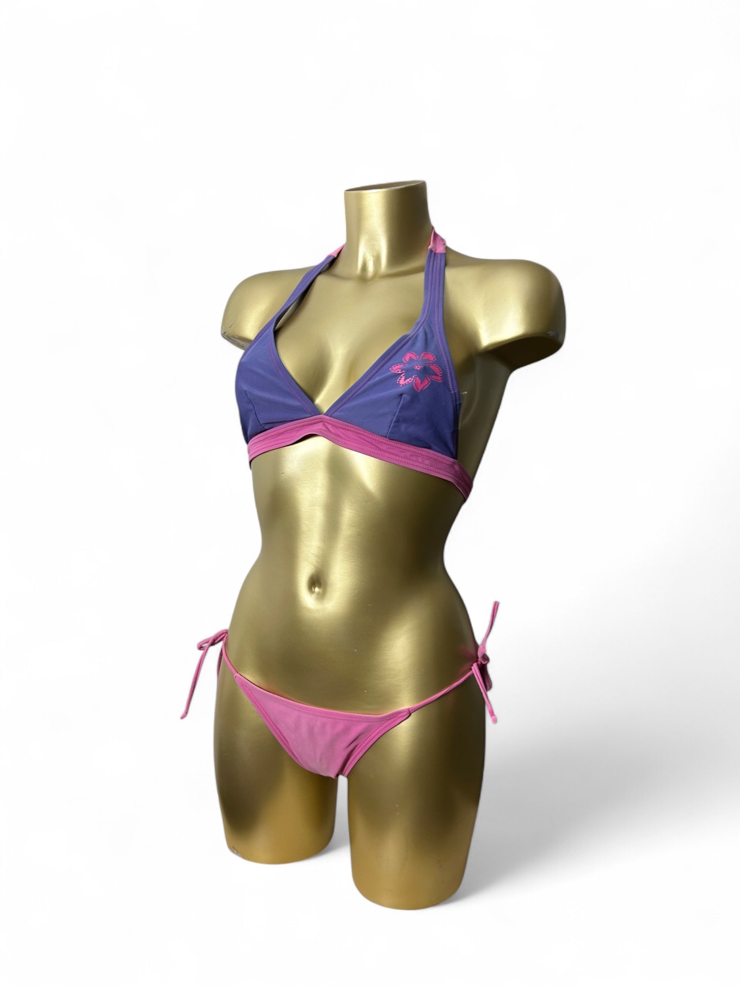 Pink adjustable low rise bikini set (S)