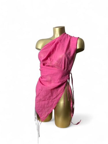Pink 100% cotton pareo tie up mini skirt / top (132x45cm)
