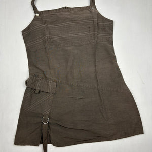 Khaki 100% cotton mini dress top (L)