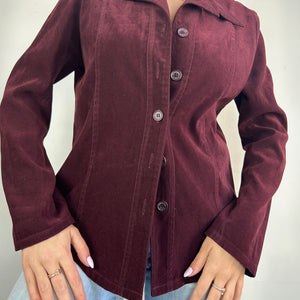 Purple velvet office blazer jacket (M)