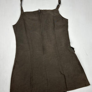Khaki 100% cotton mini dress top (L)