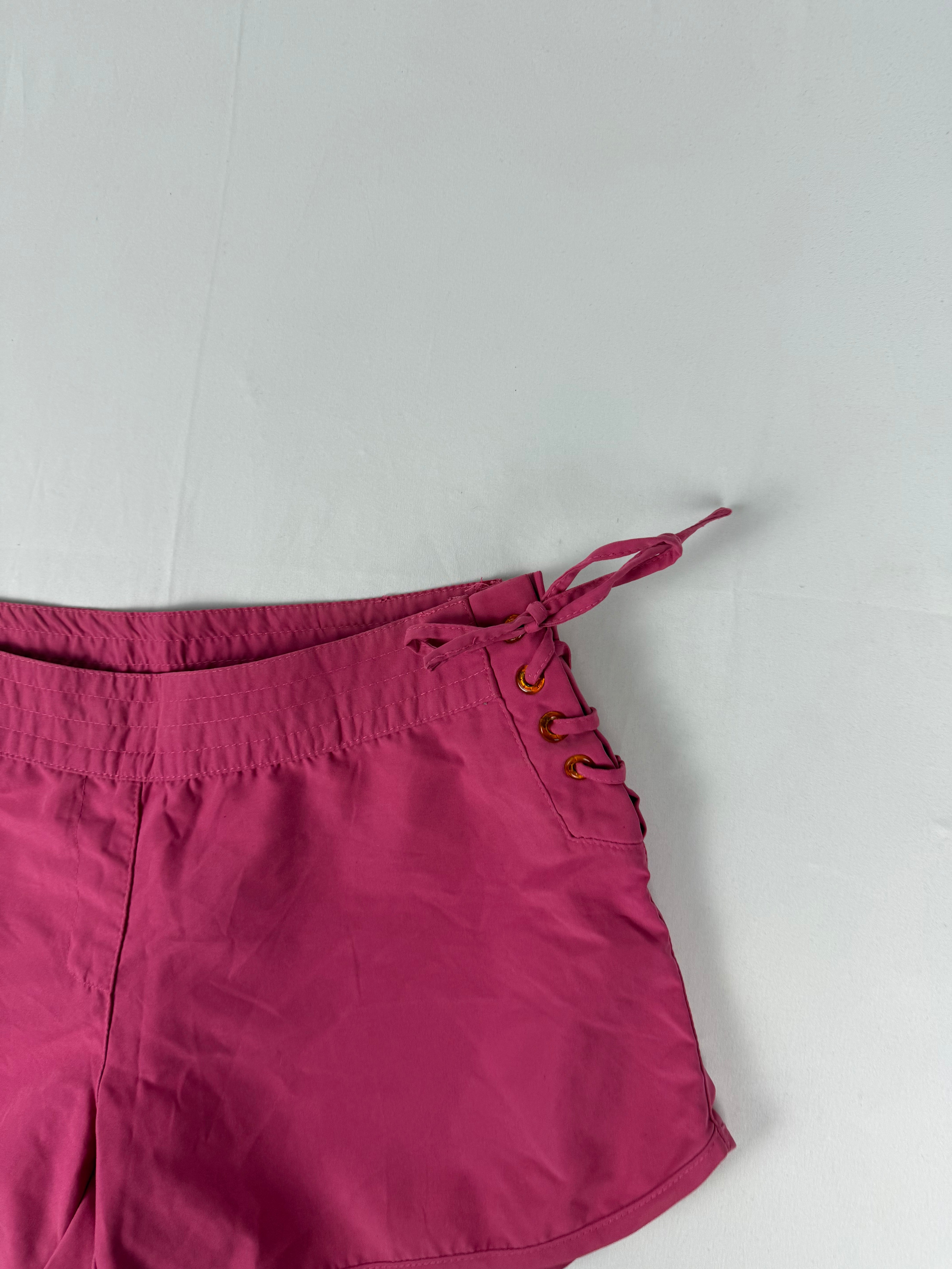 Pink lace up low rise mini short (S/M)