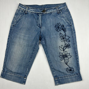 Blue low rise capris 3/4 denim pants (S/M)