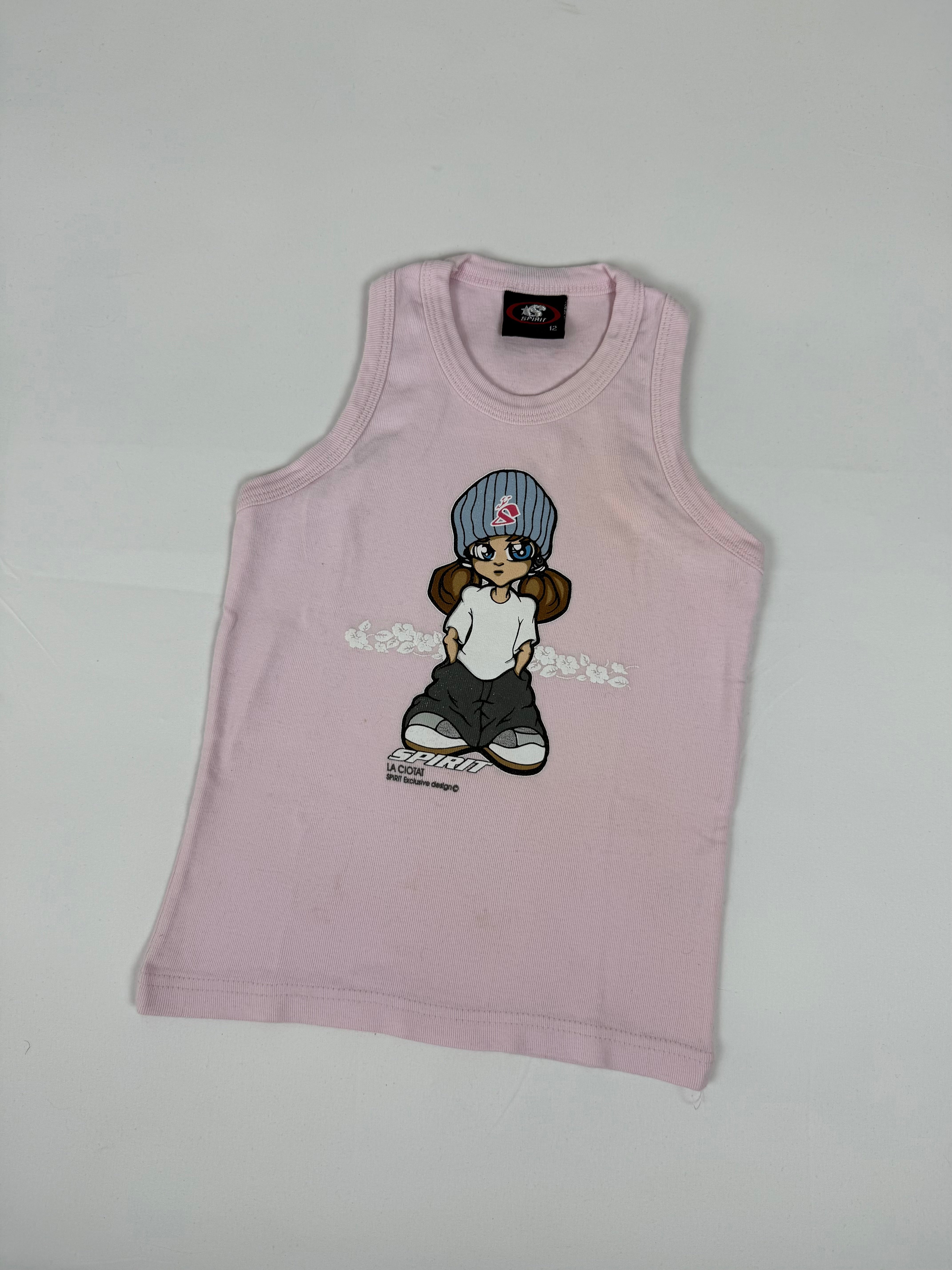 Baby pink graphic tank top (XS)