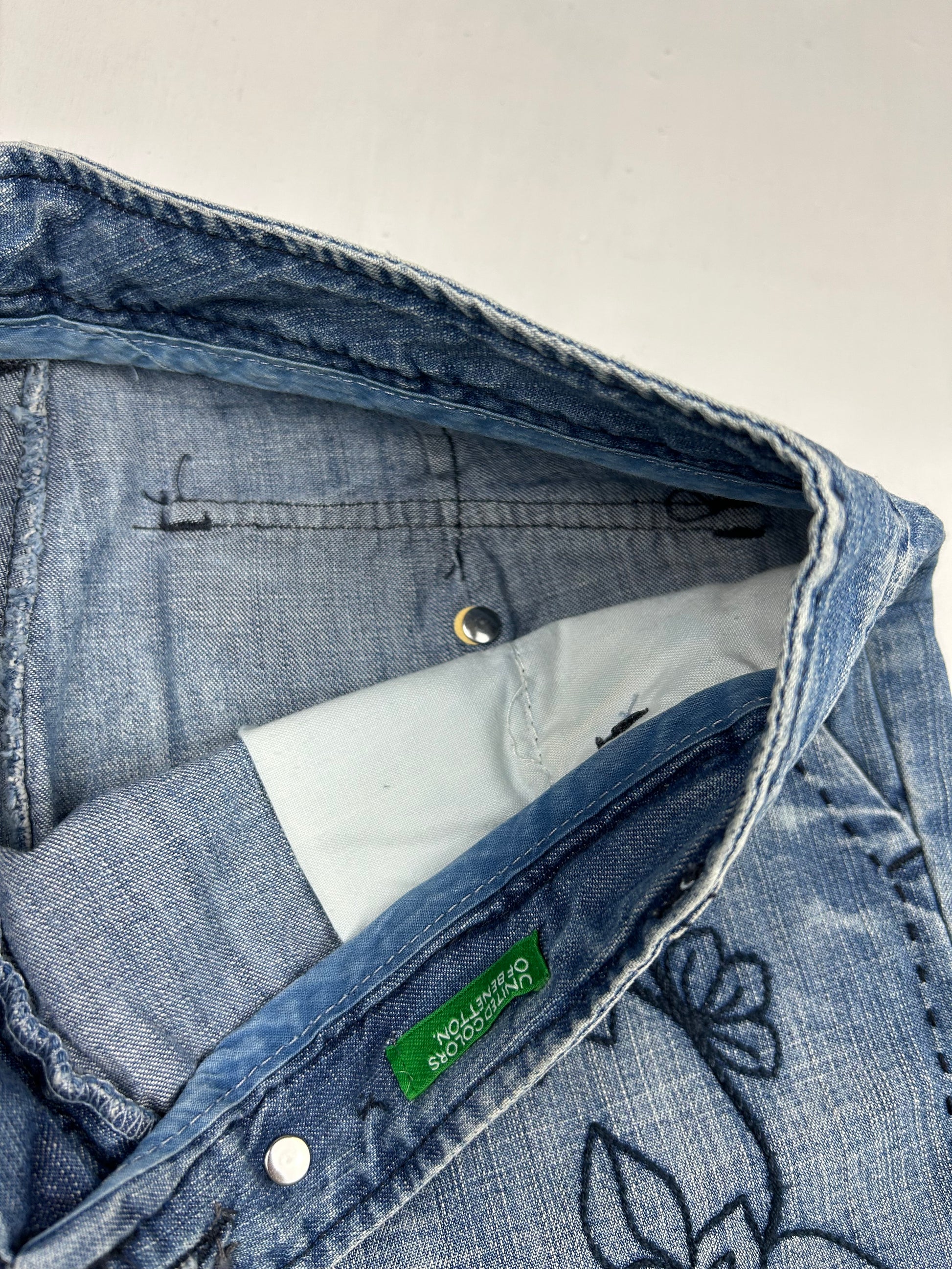 Blue low rise capris 3/4 denim pants (S/M)
