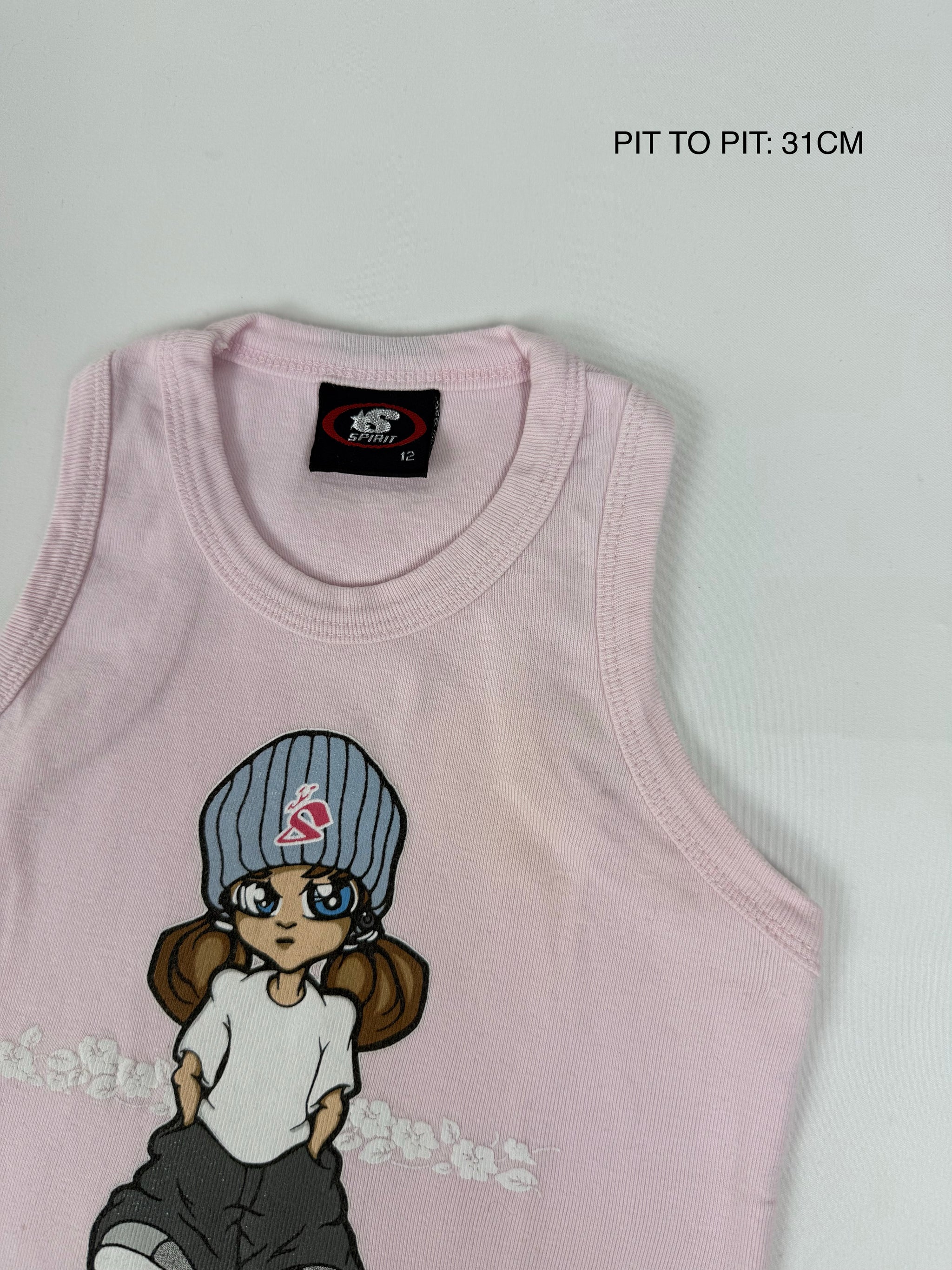 Baby pink graphic tank top (XS)