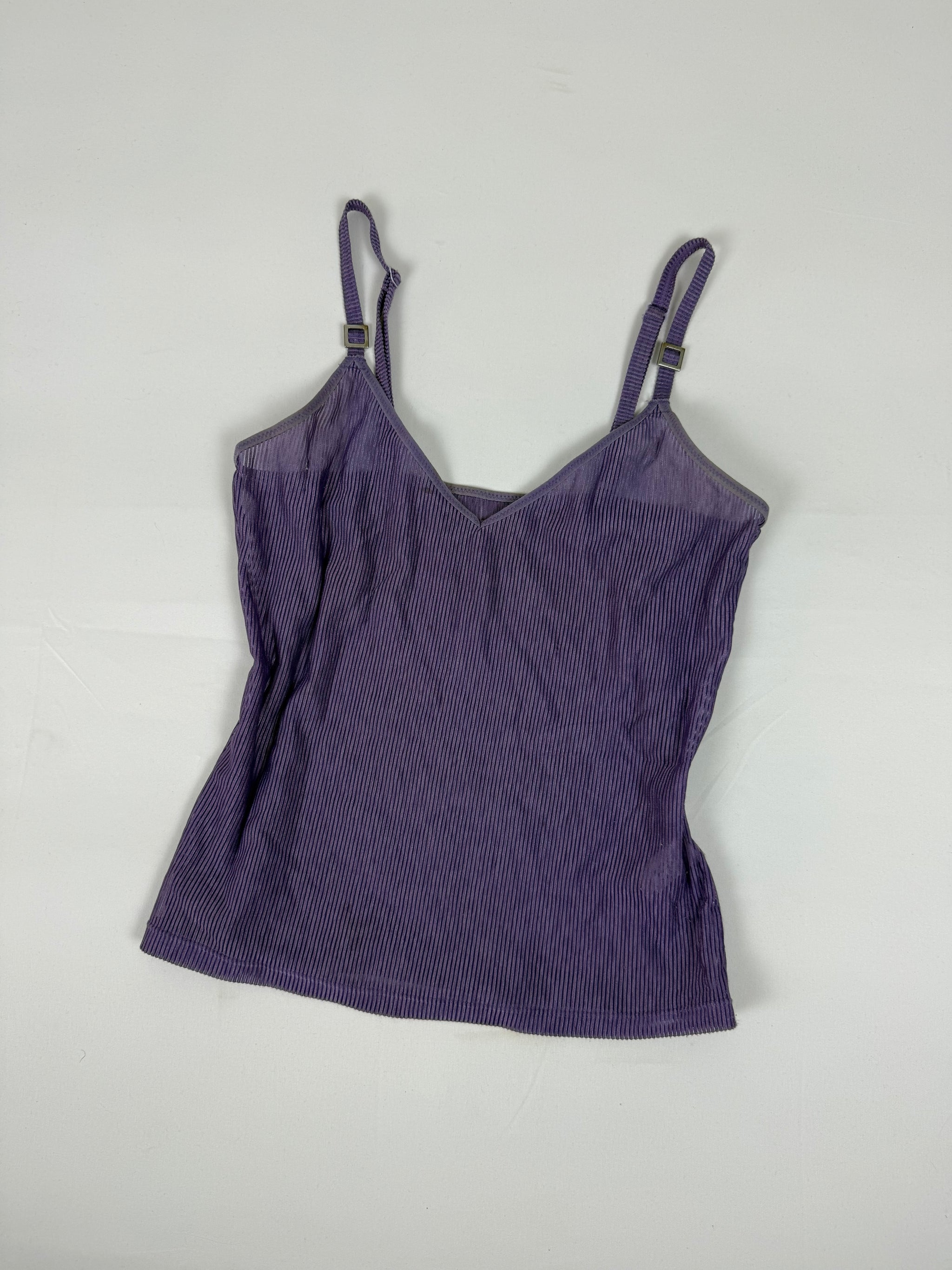 Purple striped mesh top (M)