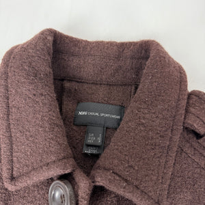 Brown wool tight fit trench caban jacket (S)