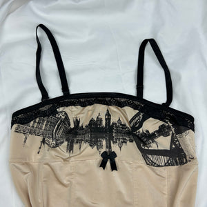 Beige lace up corset top (S)