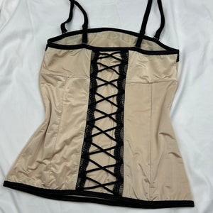 Beige lace up corset top (S)