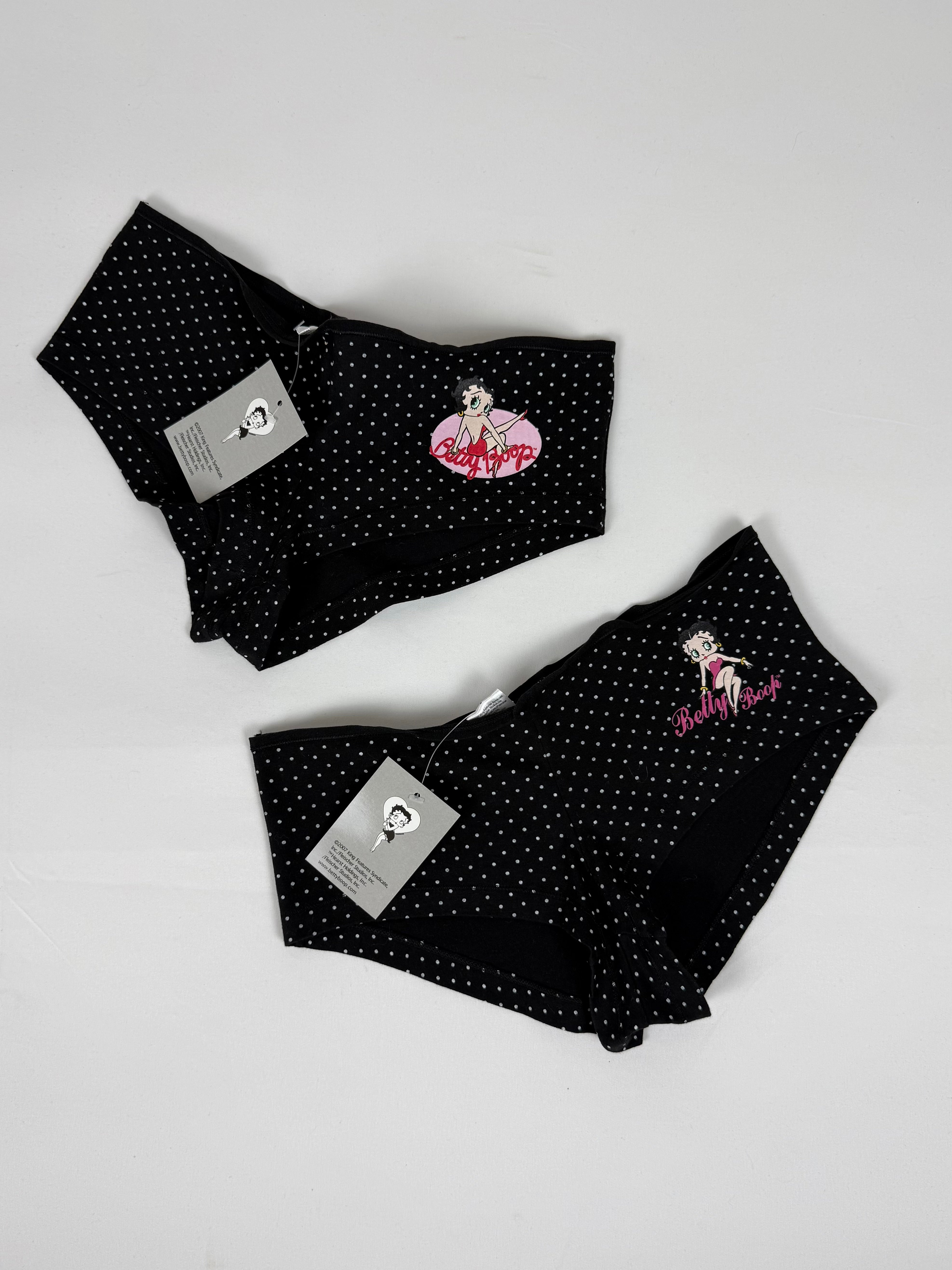 Black polka dots low rise mini shorty (S)