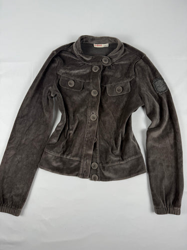 Khaki velvet tight fit jacket (S)