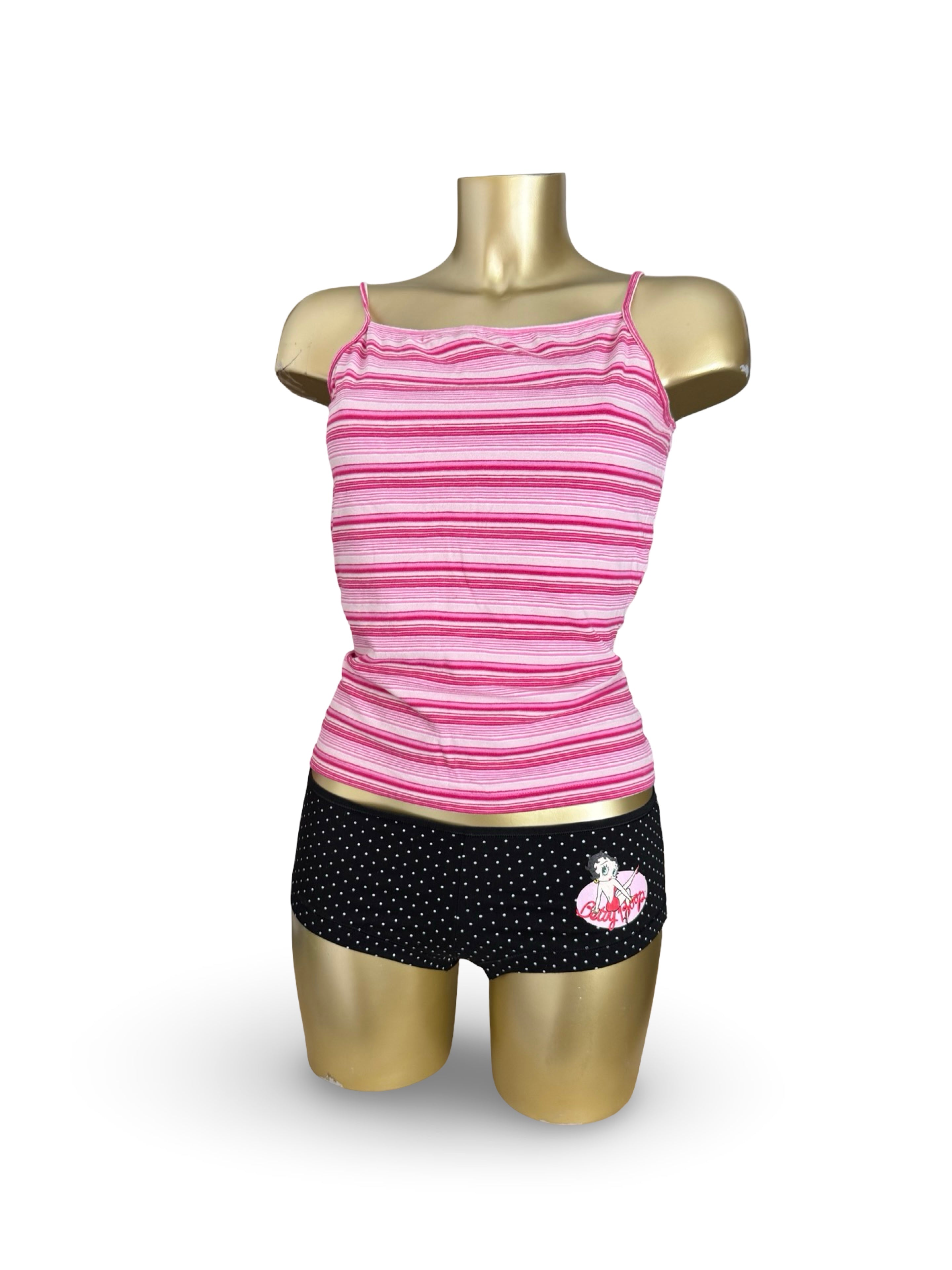 Pink striped 100% cotton cami top (XL)