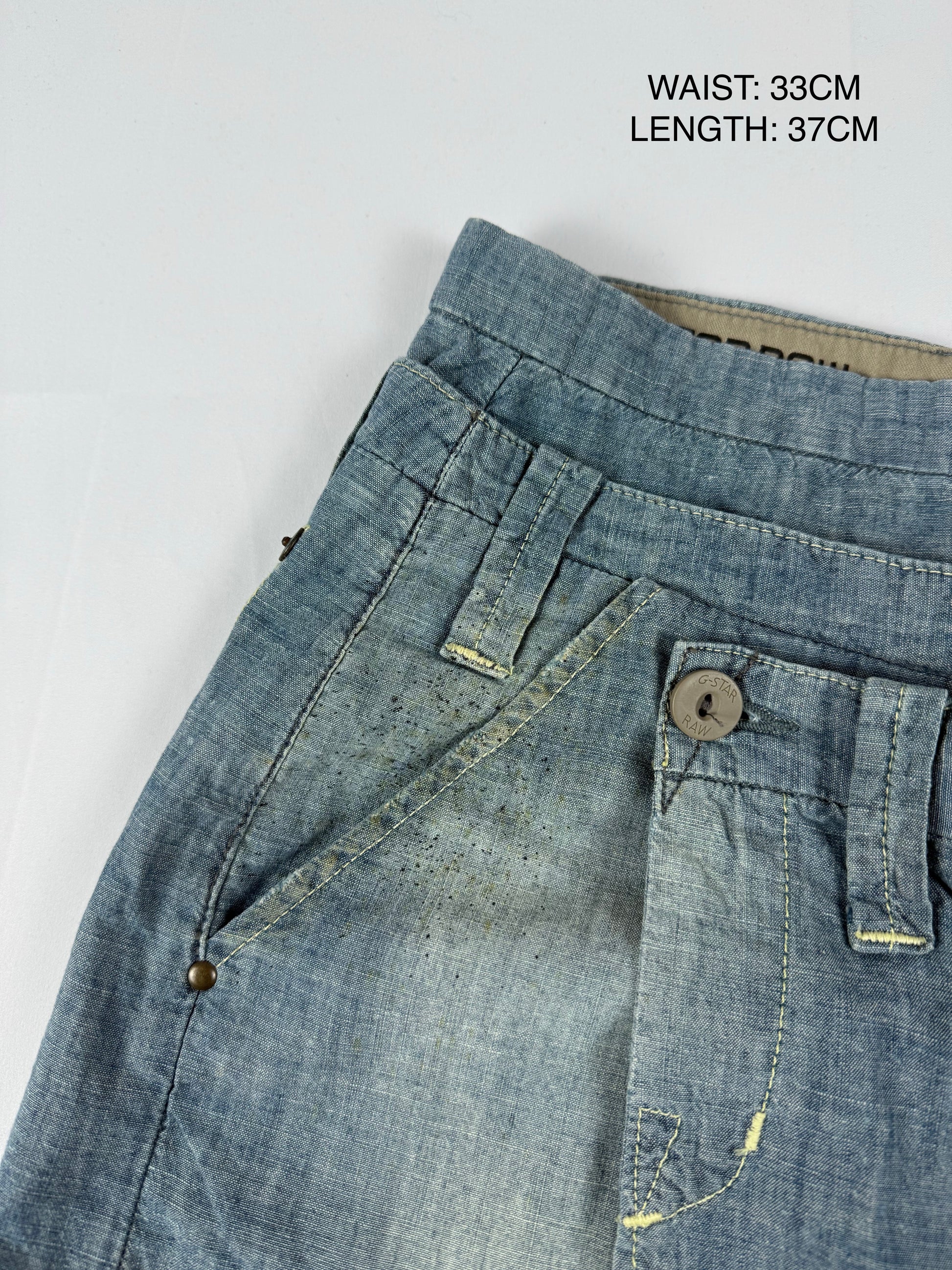 Blue denim low rise mini skirt (XS)