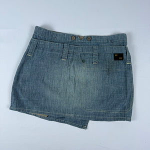 Blue denim low rise mini skirt (XS)