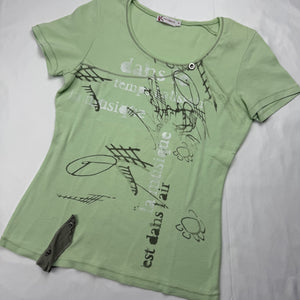 Green graphic 100% cotton tight fit tee (M)