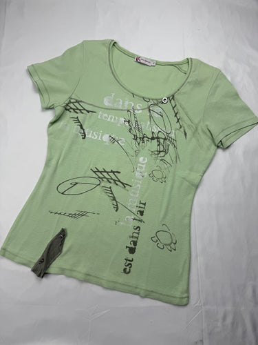 Green graphic 100% cotton tight fit tee (M)