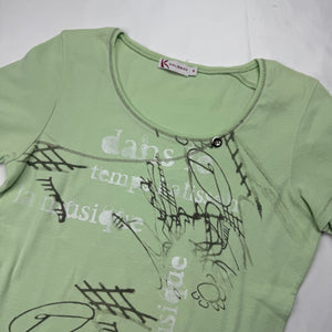 Green graphic 100% cotton tight fit tee (M)