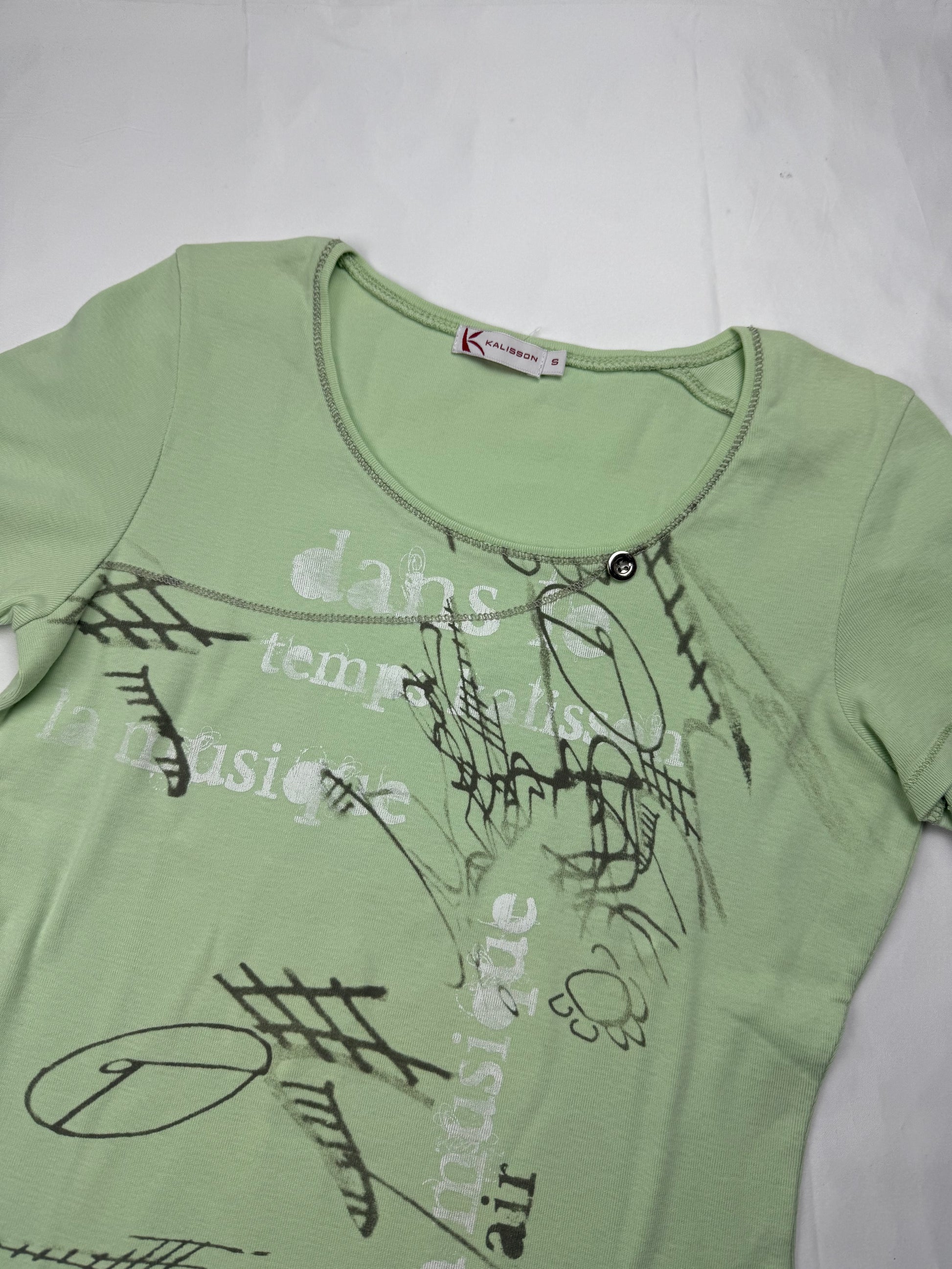 Green graphic 100% cotton tight fit tee (M)