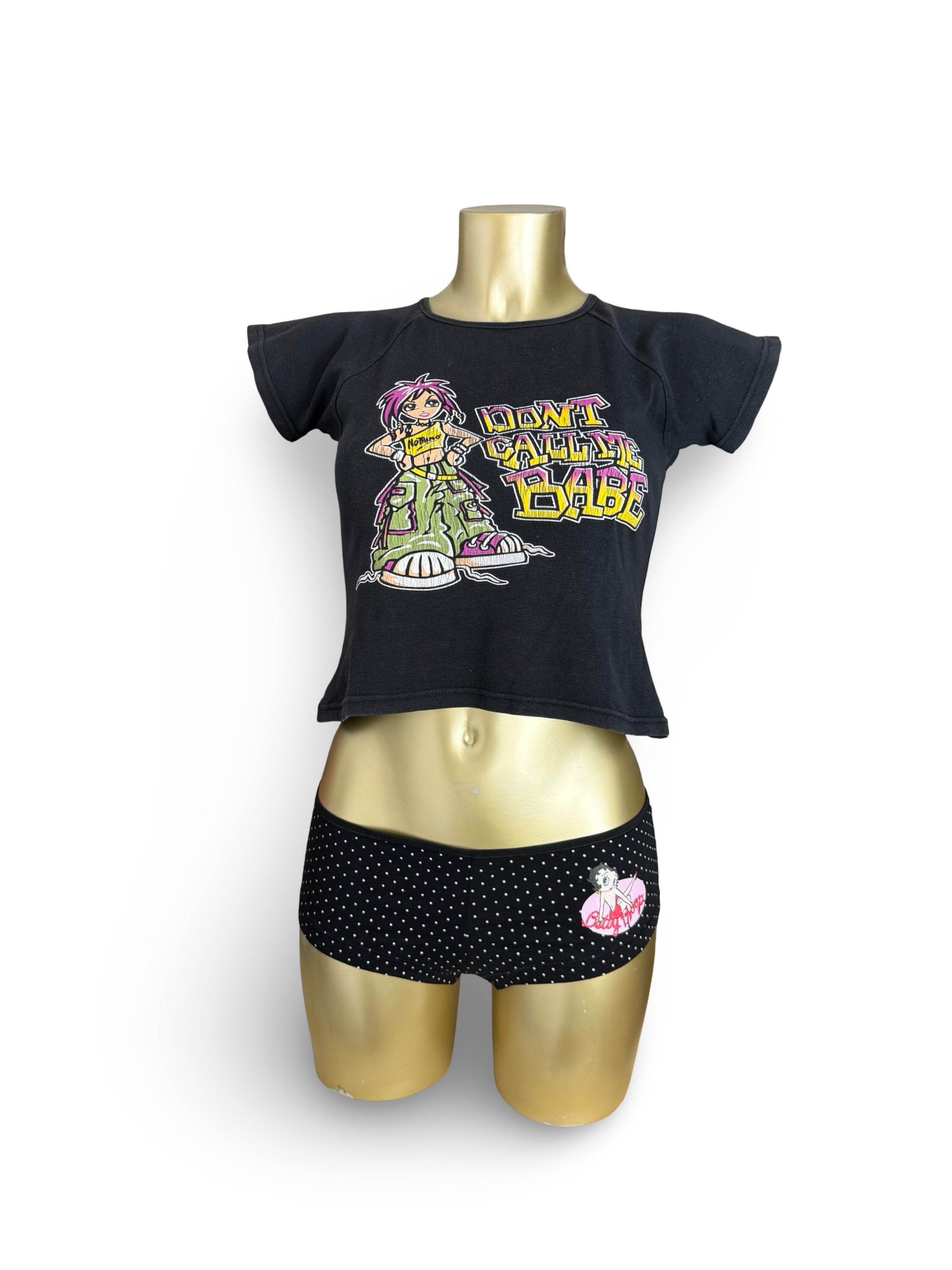 Black graphic cotton tee (M)